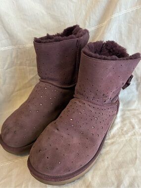 UGG Stargirl Bow Mini boots in a purple "Port" color
